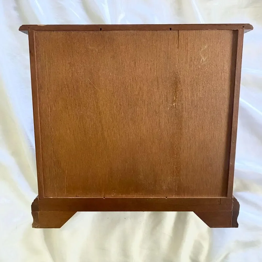 Vintage Taiwanese Wooden Jewelry Armoire Box Mirrored Doors 5 Drawer Jewelry Box